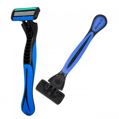 Disposable Five 5 blade stainless steel men shaving system razors with refillable cartridge head