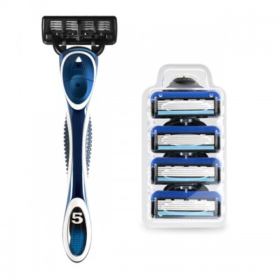 OEM 5 five blade razor system razor blade with metal handle shaving razor with high quality stainless steel