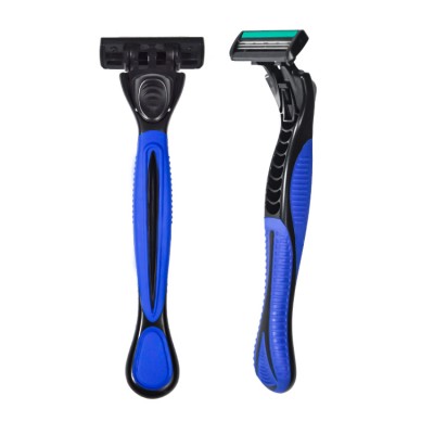 B376DL3 wholesale disposable razor triple three 3 blade shaving razor blade with comfortable soft rubber handle for man woman