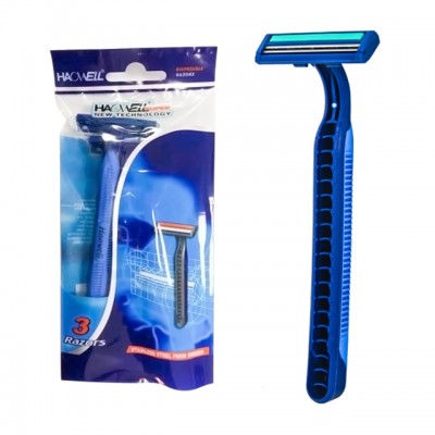 Haowell  Hot sale disposable twin 2 blade razor shaving disposable razor blade  with rubber handle