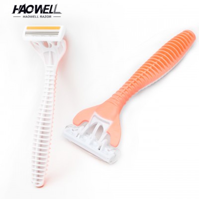 HW-B363DL high quality Stainless steel triple three 3 blade disposable razor  for  body face underarm use