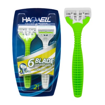 HW-B509DR changeable hot sale OEM 6pcs/blister card 5 five blade razor shaving razor blade with lubricant strip system razor